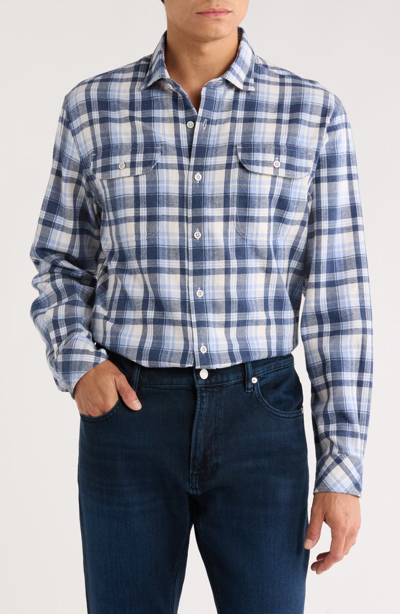 James Campbell Baywood Plaid Button-Up Shirt, Main, color, Blue