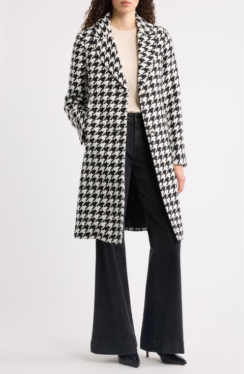 Houndstooth Single Breasted Coat