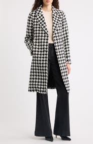 CeCe Houndstooth Single Breasted Coat