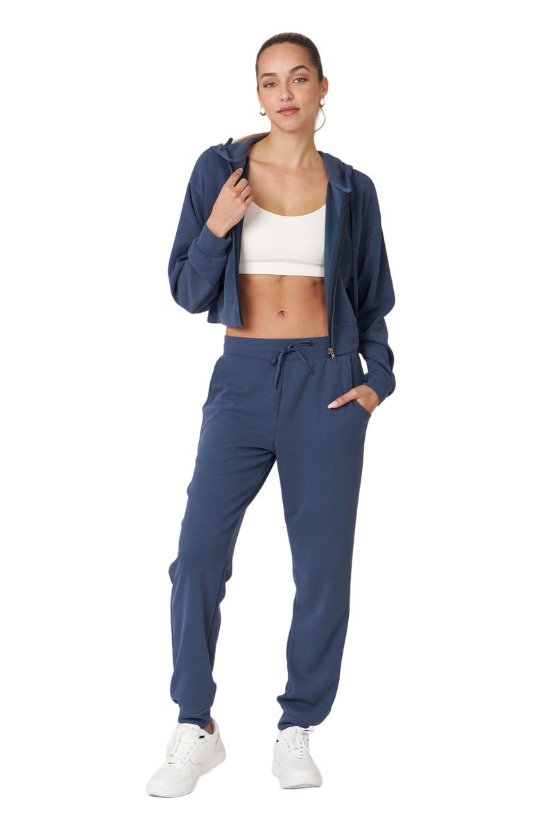 Rebody Active Retreat Waffle Zip Up Jacket, Alternate, color, Navy