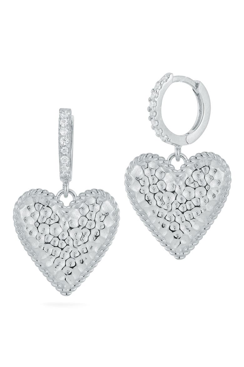 Heart Drop Earrings, Main, color, SILVER