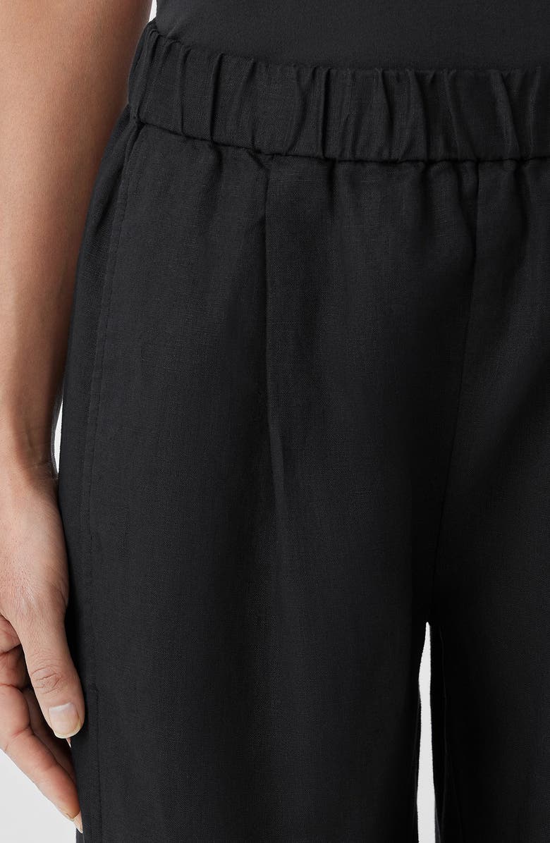Eileen Fisher Organic Linen Ankle Lantern Pants, Alternate, color, Black