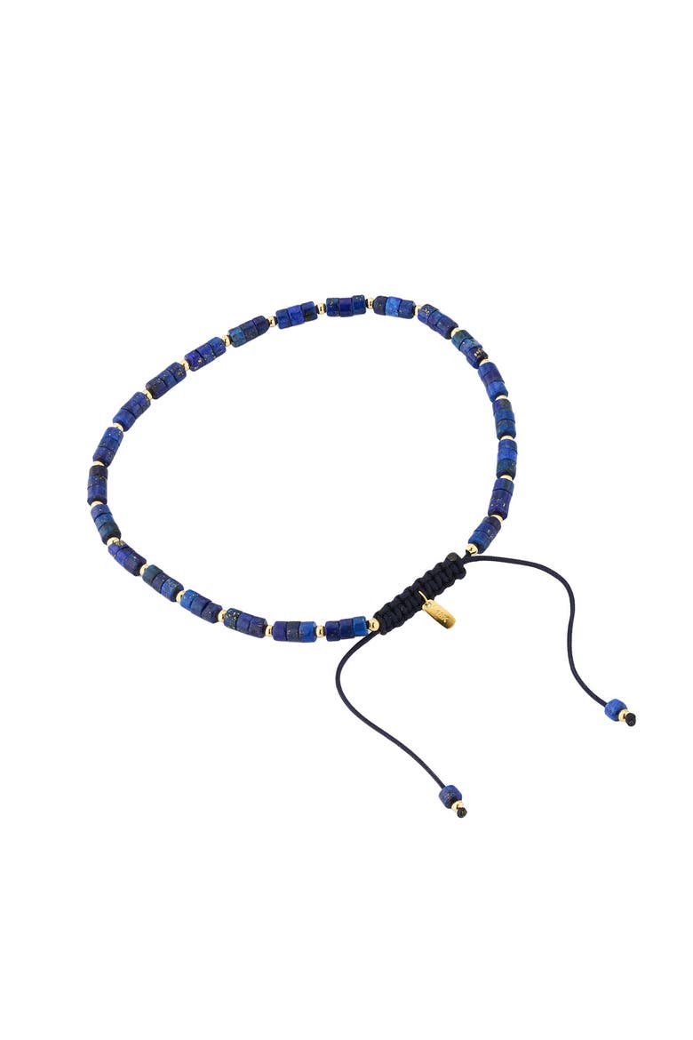 18K Gold Lapis Beaded Bracelet, Alternate, color, BLUE