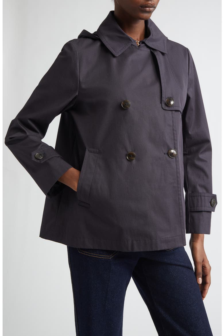 Double Breasted Hooded Short Trench Coat, Alternate, color, 9200 NAVY