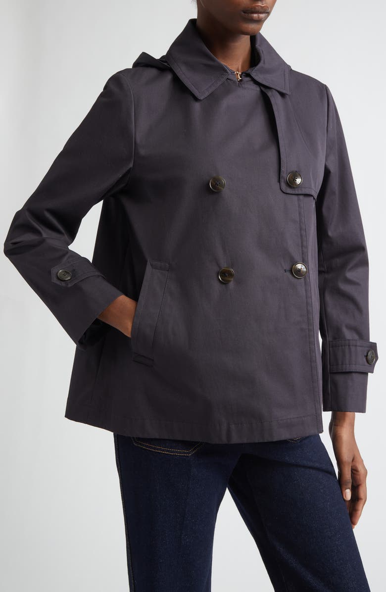 Herno Double Breasted Hooded Short Trench Coat, Alternate, color, 9200 Navy