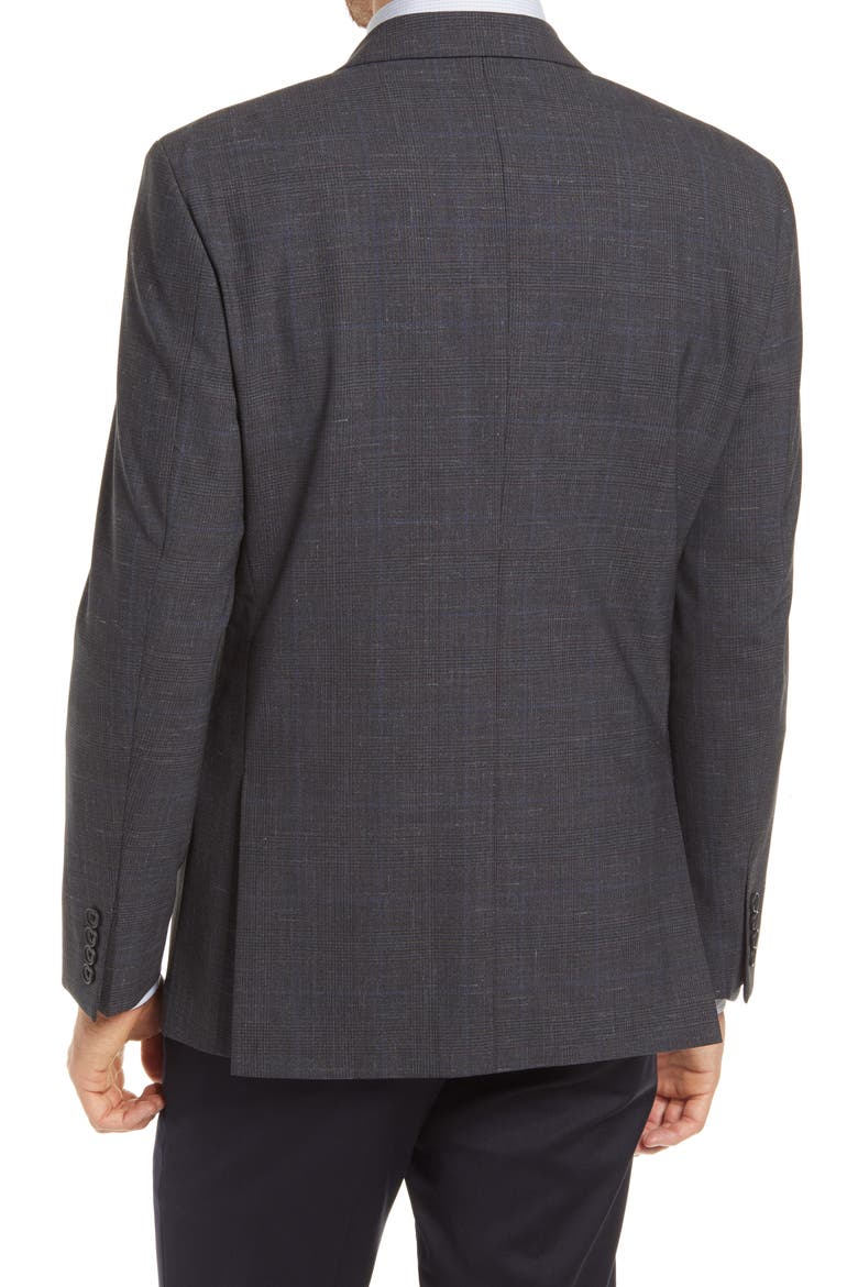 Trim Fit Glen Plaid Slub Wool Blend Sport Coat, Alternate, color, CHARCOAL GLEN PLAID