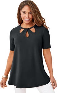 Jessica London Stretch Knit Cutout Swing Tunic