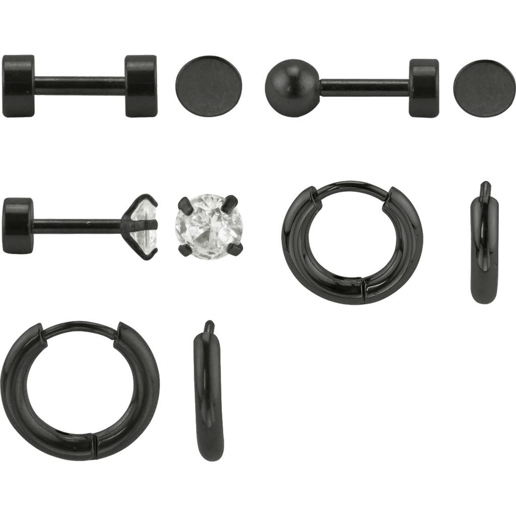 Rebl Set Of 5 Stud & Hoop Earrings