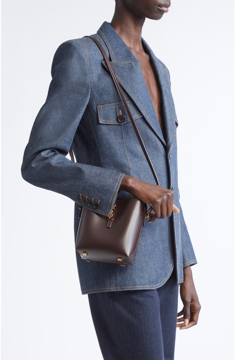 Saint Laurent Mini Le 37 Leather Bucket Bag, Alternate, color,