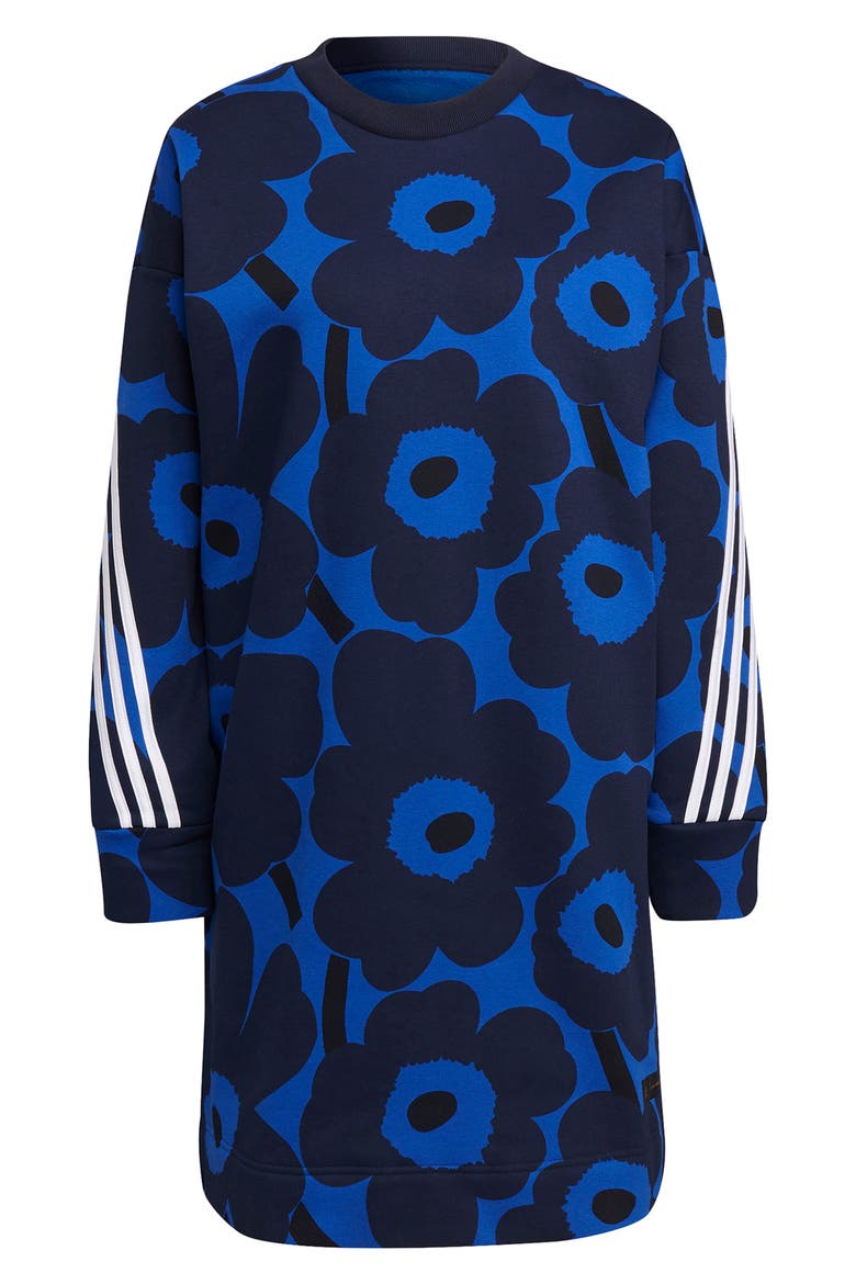 x Marimekko Long Sleeve Fleece Dress, Alternate, color, BOLD BLUE
