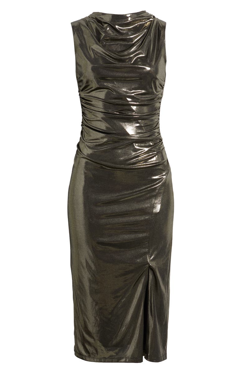Vince Camuto Metallic Cowl Neck Sheath Dress, Alternate, color, Gold
