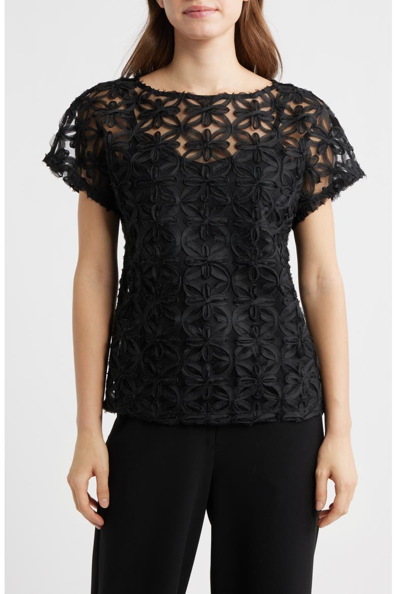 Floral Stitch Top, Main, color, ANNE BLACK