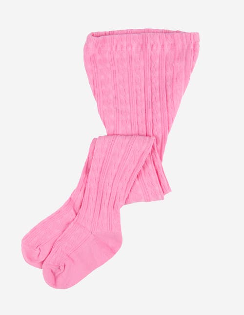 Leveret Girls Cable Knit Tights, Cotton Blend In Pink