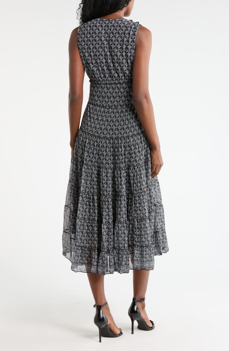 MAX STUDIO V-Neck Sleeveless Mesh Midi Dress, Alternate, color, Black Batik Daisy