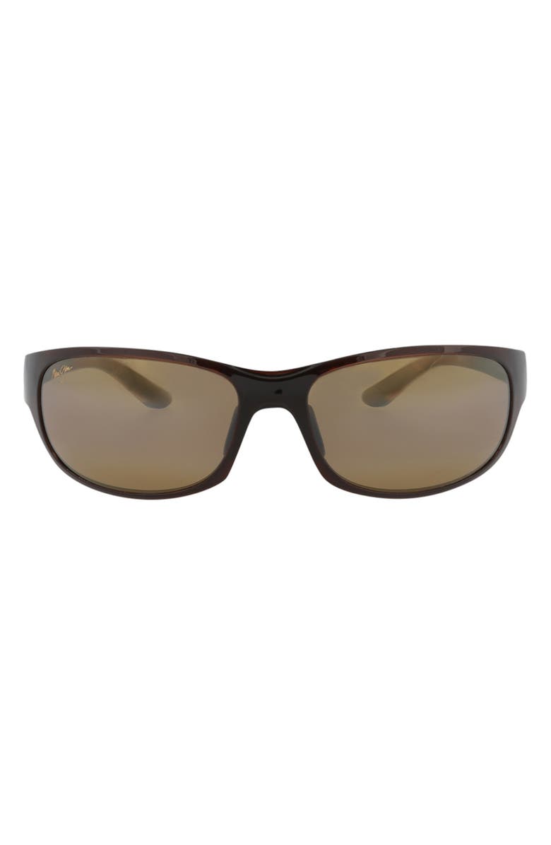 Maui Jim 63mm Polarized Wrap Sunglasses, Main, color, Rootbeer Rootbeer Bronze