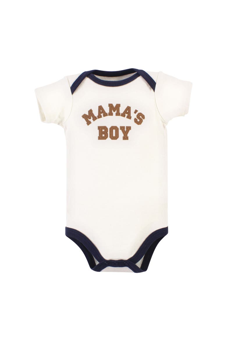 Essential Cotton Bodysuits 5-Piece Set, Alternate, color, Brown Navy Mamas Boy 5-Pack