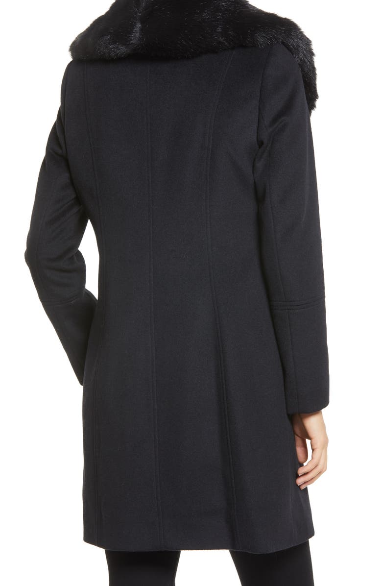 Via Spiga Faux Fur Collar Wool Blend Coat, Alternate, color,