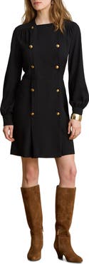 Lauren Ralph Lauren Long Sleeve Double Breasted Georgette Coat Dress