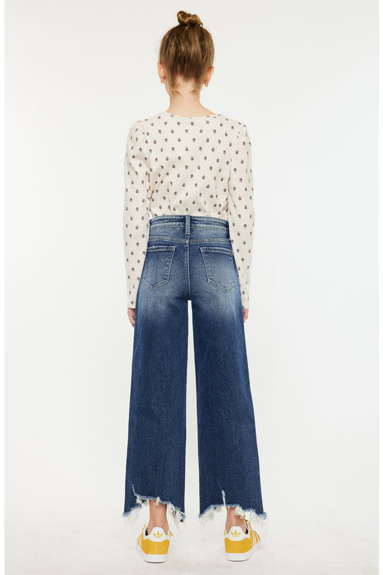America High Rise Kids Wide Leg Jeans, Alternate, color, Medium Wash