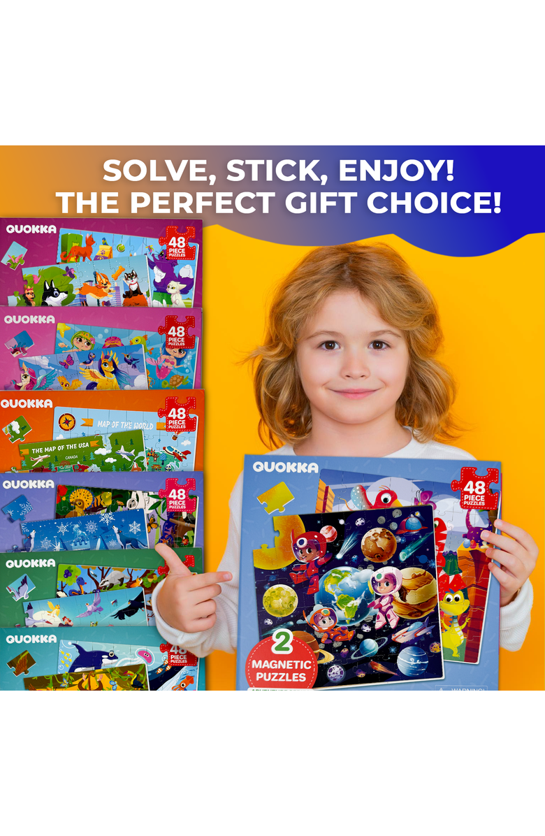 Quokka Magnetic Travel Puzzle Set - 2x48 Piece Jigsaw Puzzles, Alternate, color, Space
