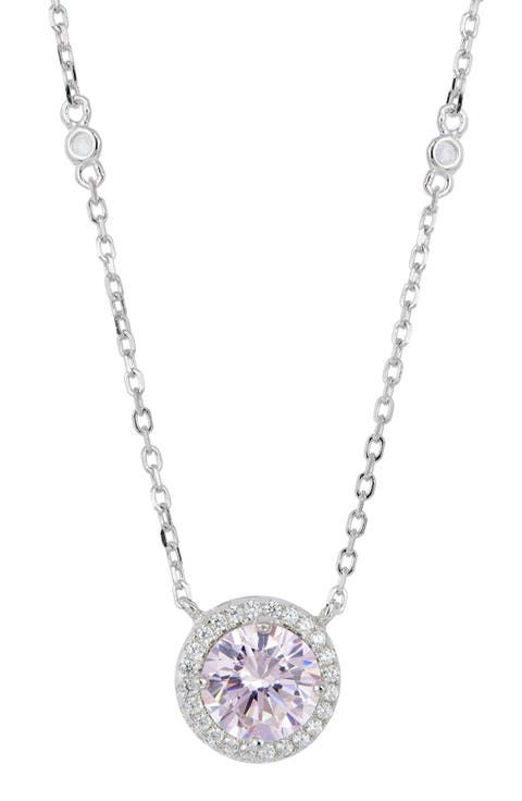 Brilliant Cubic Zirconia Halo Pendant Necklace