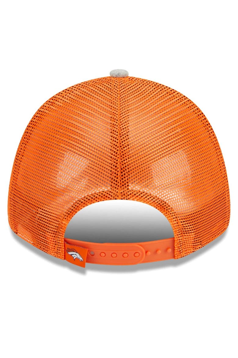Men's New Era Heather Gray/Orange Denver Broncos Pop Trucker 9FORTY Adjustable Hat, Alternate, color, Heather Gray