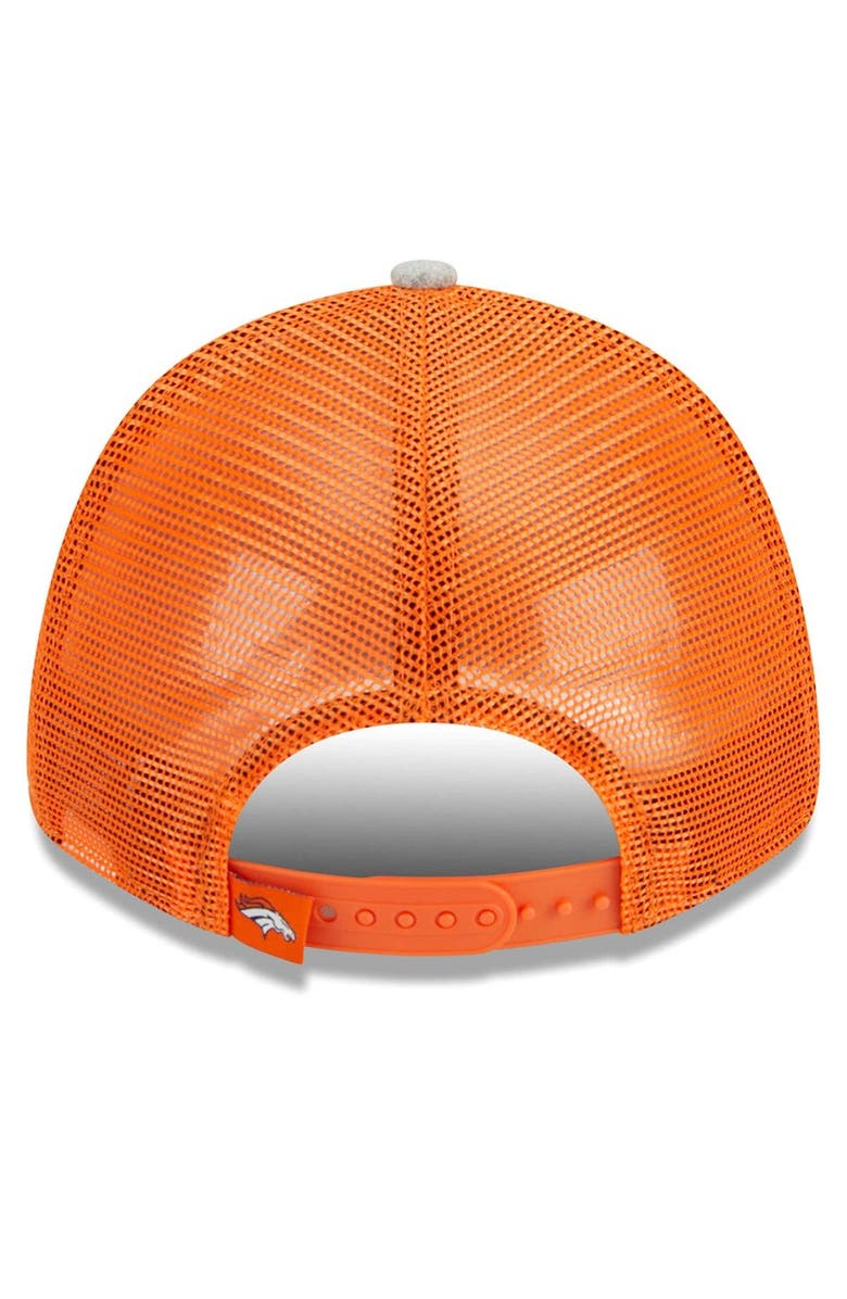 New Era Men's New Era Heather Gray/Orange Denver Broncos Pop Trucker 9FORTY Adjustable Hat, Alternate, color, 