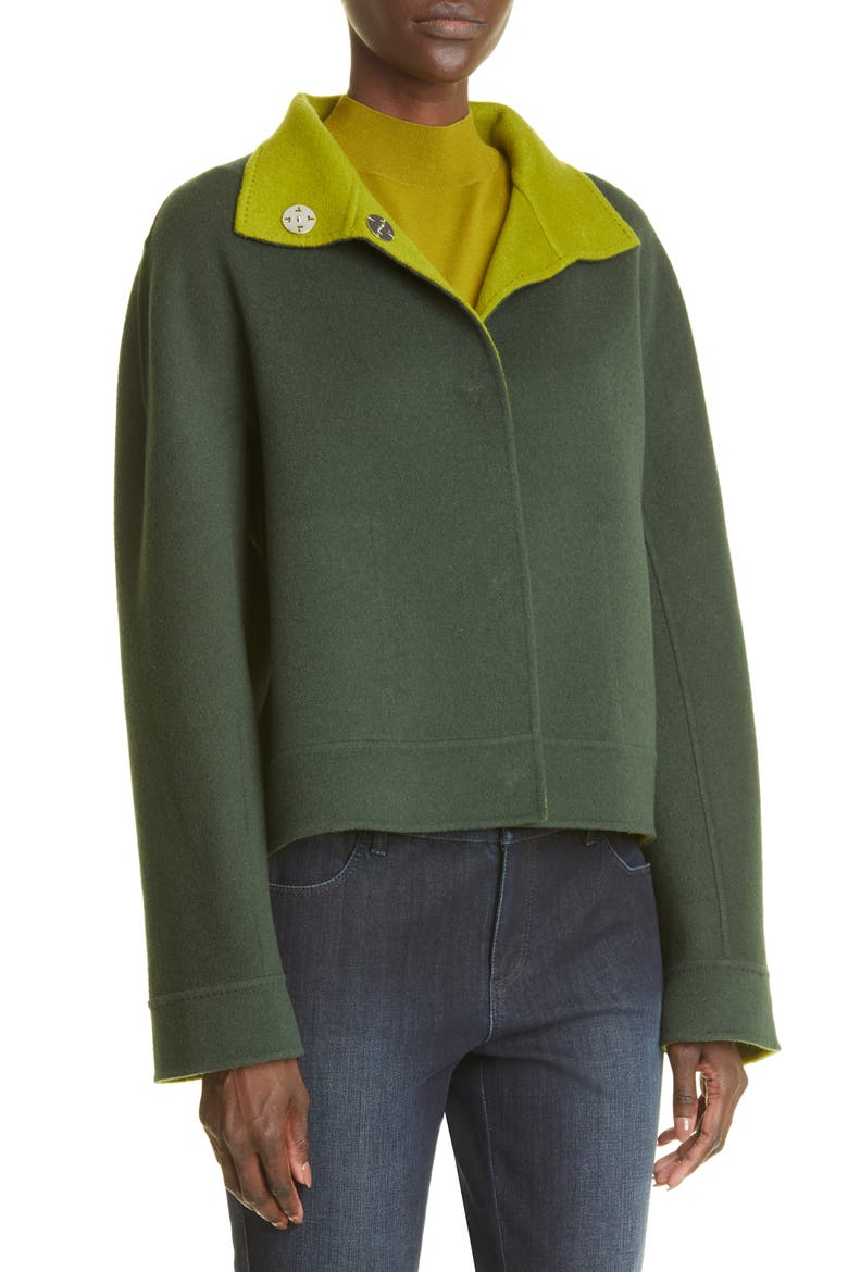 Simone Reversible Wool & Cashmere Coat, Alternate, color, DARK SEAWEED/ SEA KELP