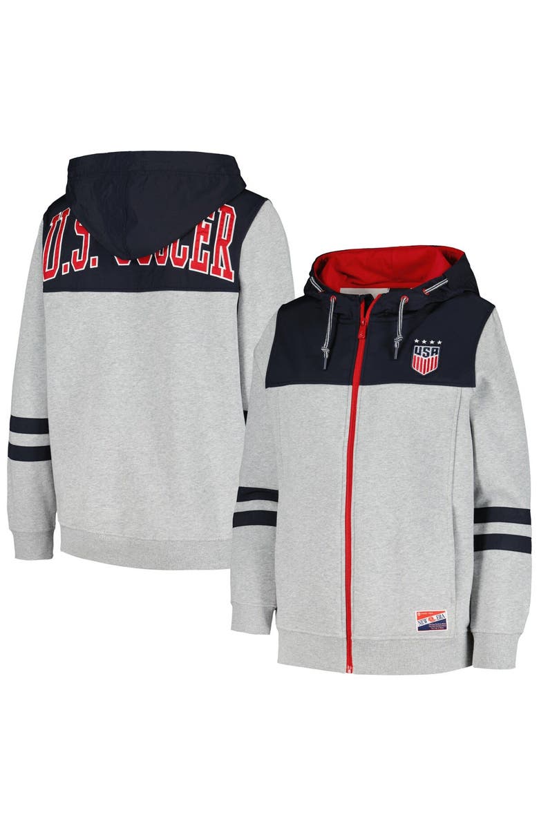 5TH AND OCEAN BY NEW ERA Men's 5th & Ocean by New Era Gray USWNT Throwback Full-Zip Hoodie, Alternate, color, Gray