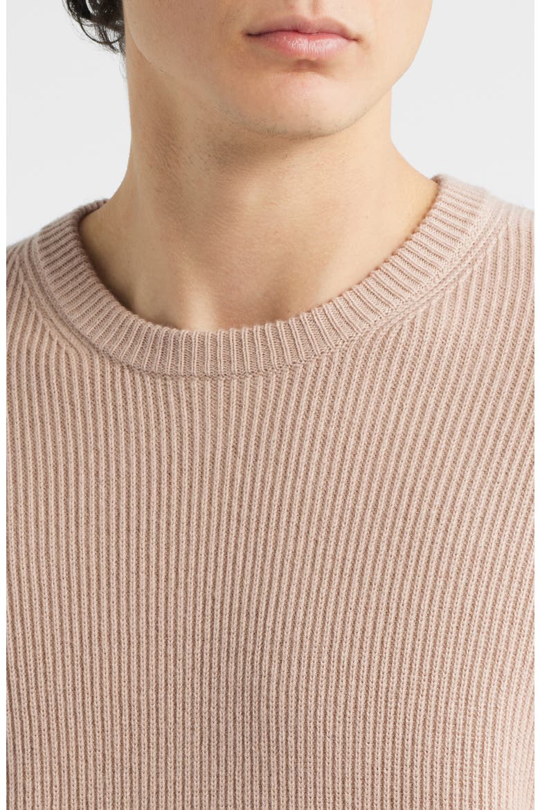 Crewneck Wool & Silk Rib Sweater, Alternate, color, LIGHT MAUVE