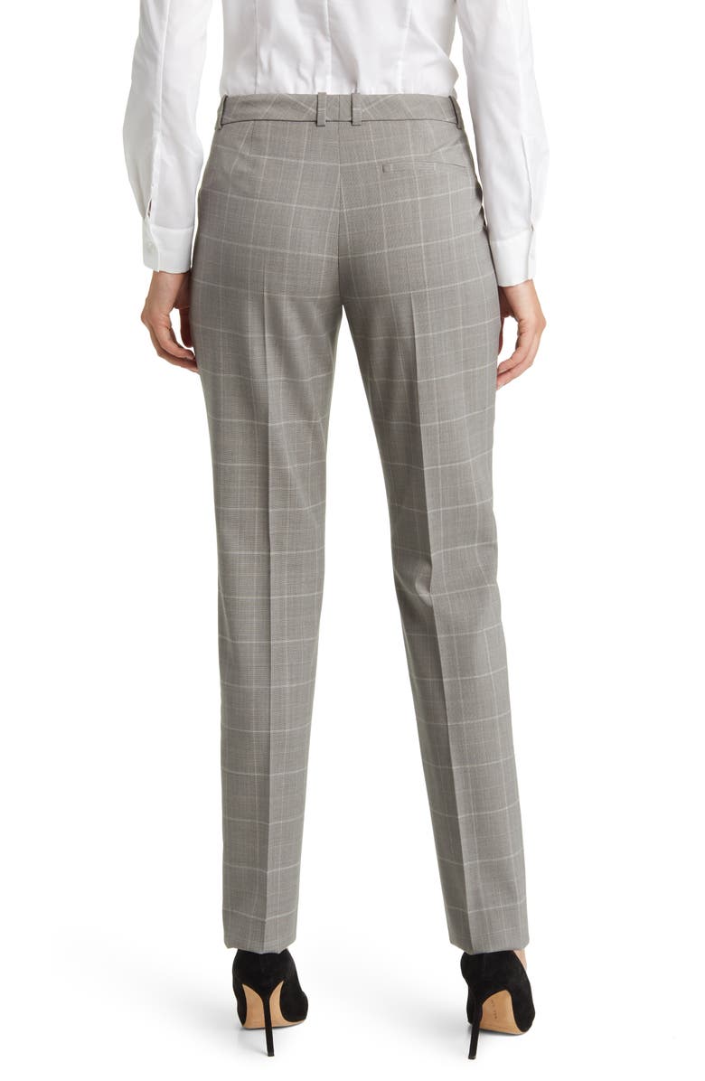 BOSS Tilunana Plaid Wool Pants, Alternate, color, Grey Miscellaneous