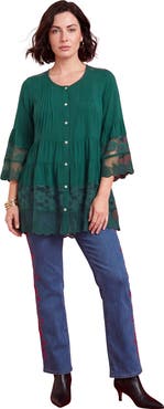 Roaman's Lace Illusion Blouse