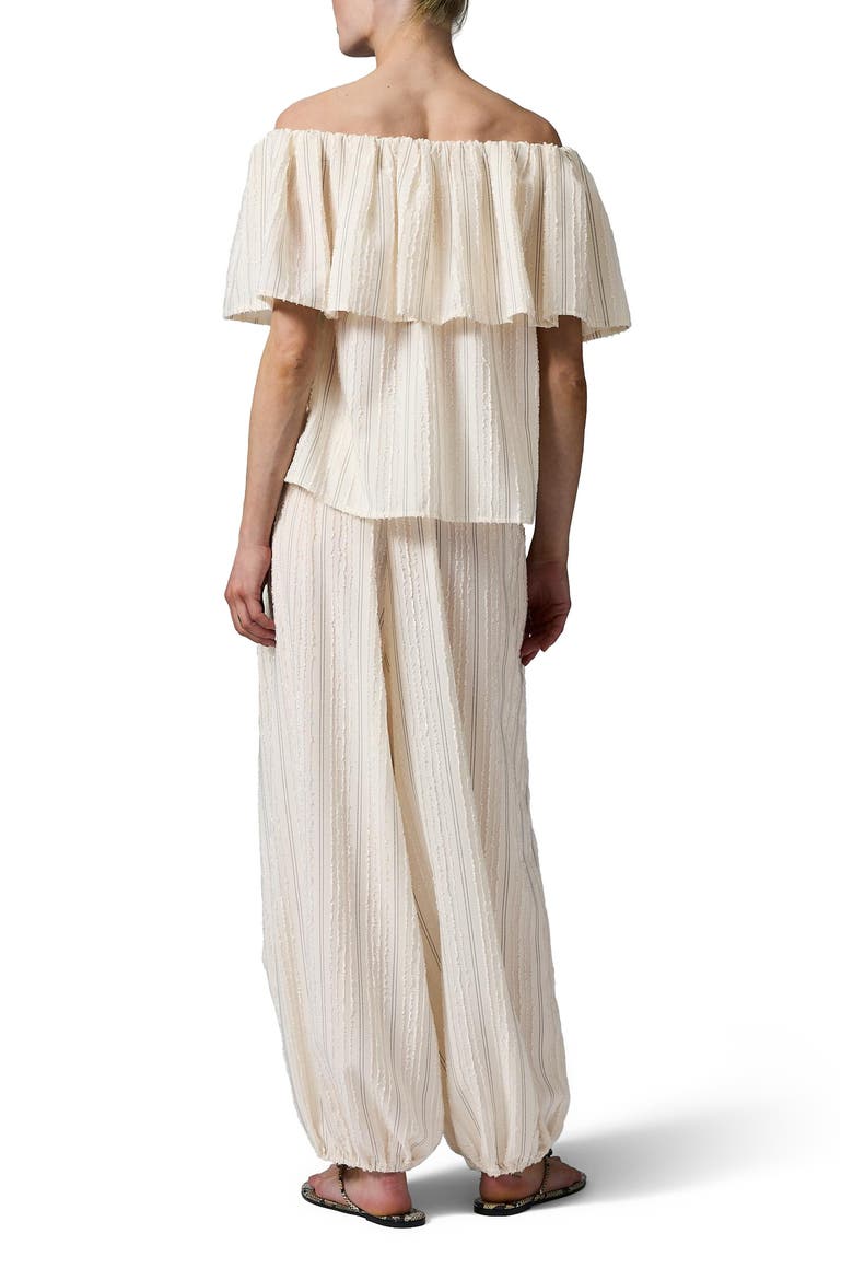Hera Raw Stripe Bardot Top, Alternate, color, Jet Stream