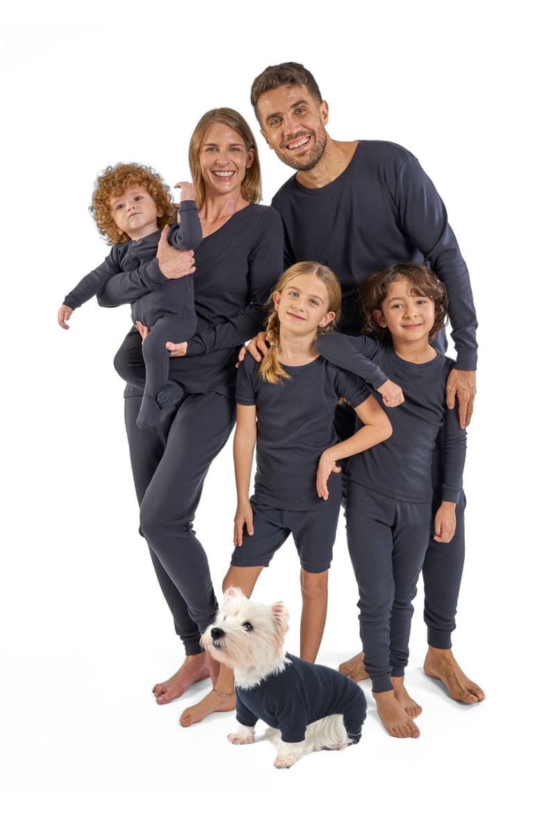 Leveret Kids Two-Piece Solid Cotton Matching Family Pajamas, Alternate, color, Navy