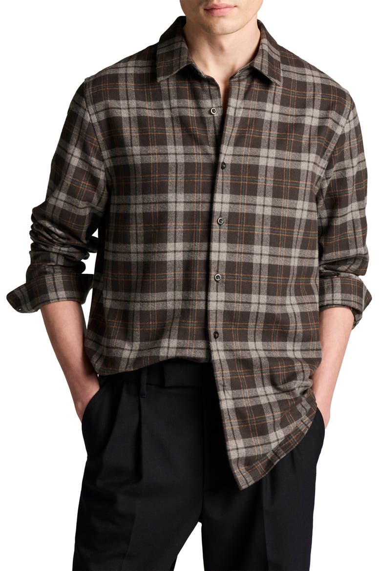 Tom Plaid Button-Up Shirt, Main, color, ARABICA COMBO