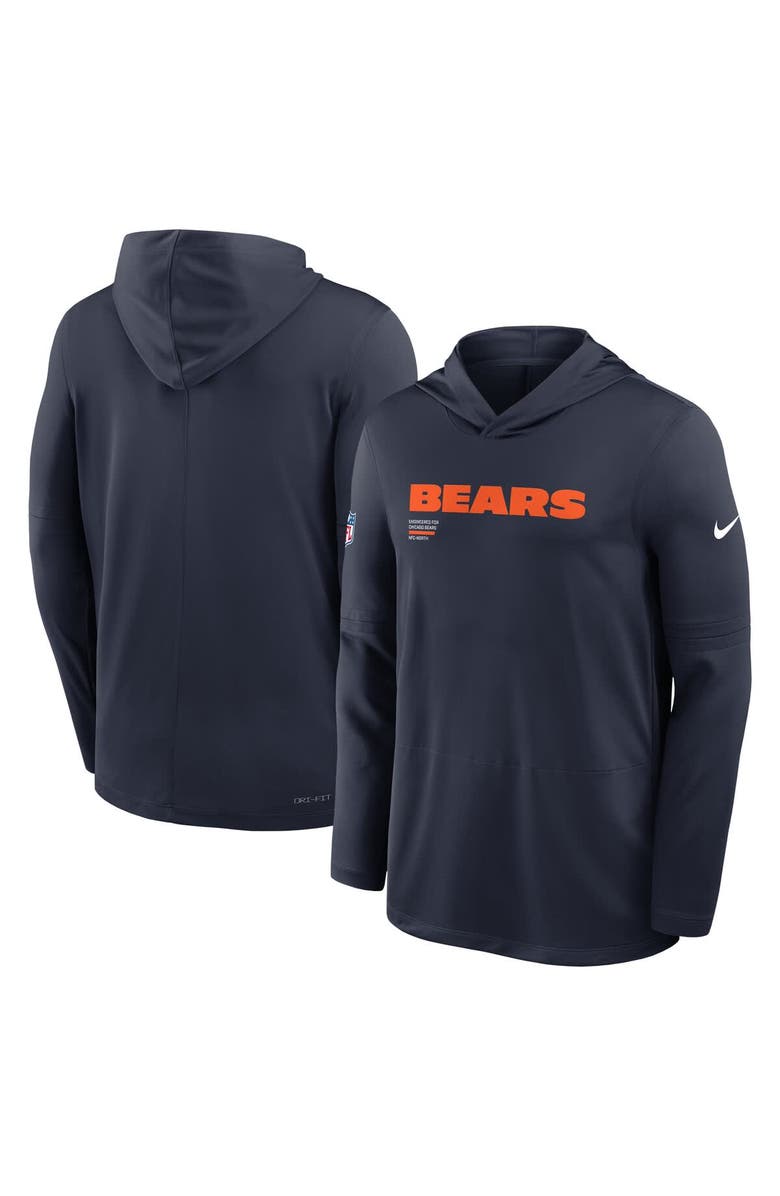 Nike Men's Nike Navy Chicago Bears Big & Tall Sideline Performance Long Sleeve Hoodie T-Shirt, Alternate, color, Navy