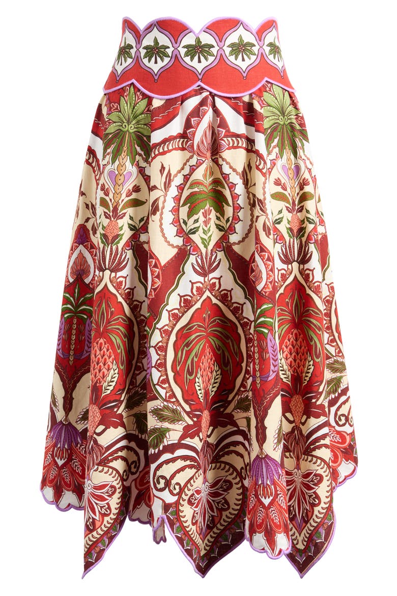 Odara Scallop Midi Skirt, Alternate, color, RED