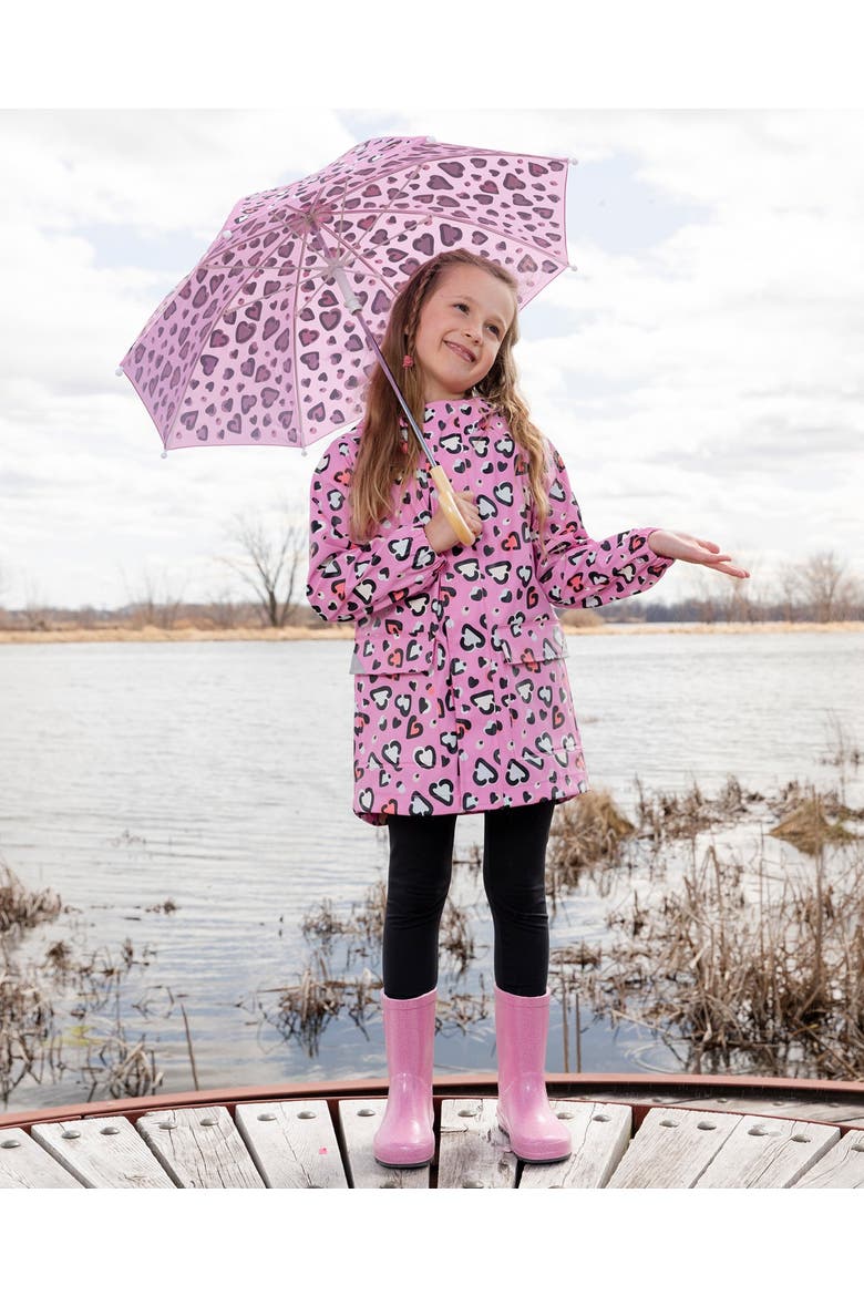 Polyurethane Heart Rain Jacket, Alternate, color, Pink Heart Print