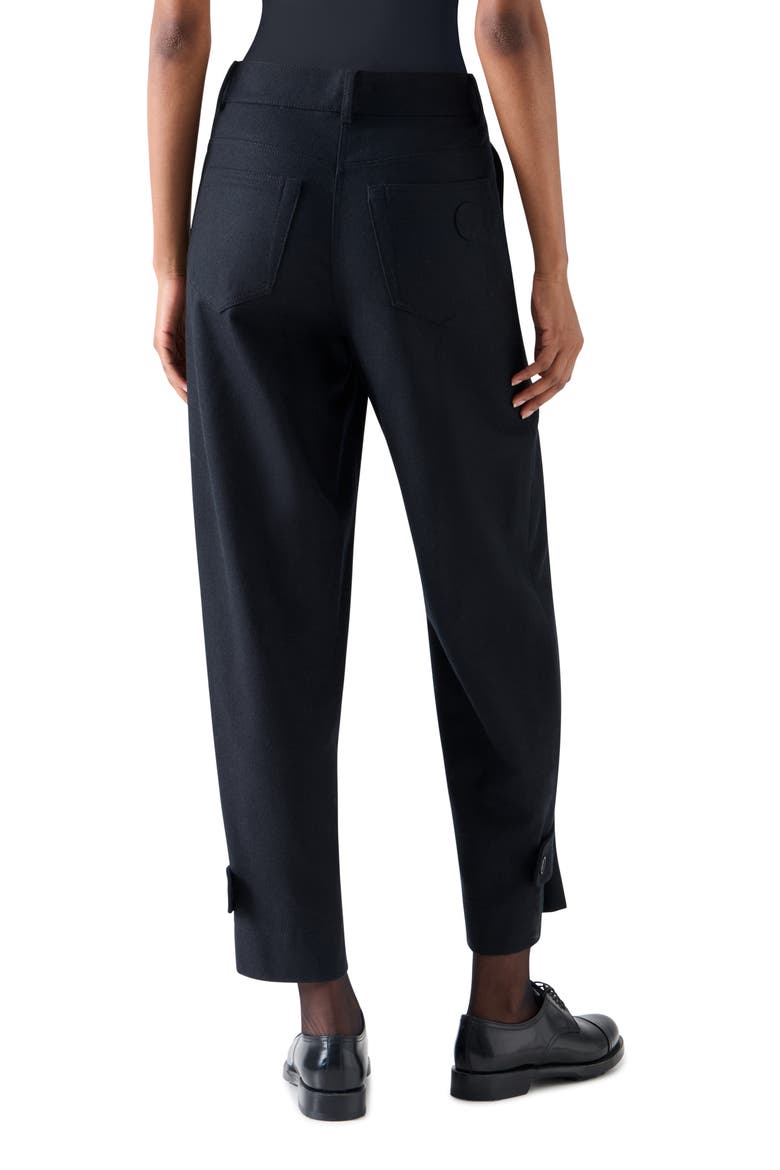 Fraser High Waist Virgin Wool Blend Gabardine Barrel Leg Pants, Alternate, color, BLACK
