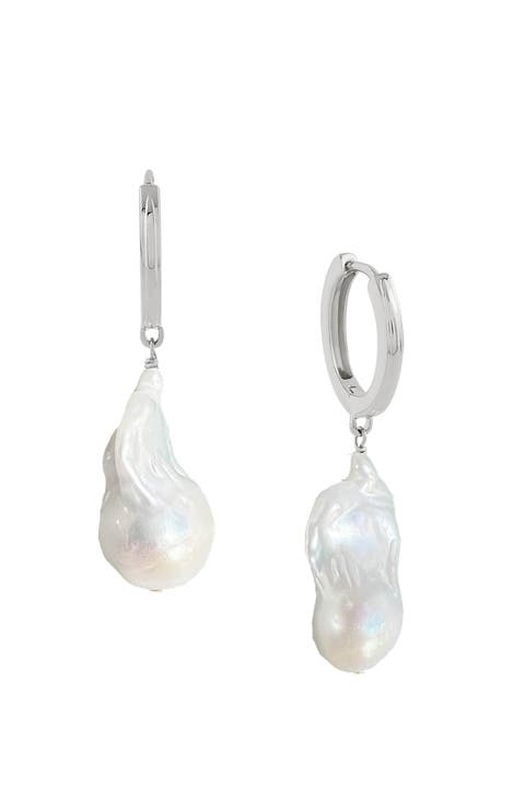 Baroque Pearl Huggies Sterling Silver