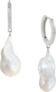 Astor & Orion Baroque Pearl Huggies Sterling Silver