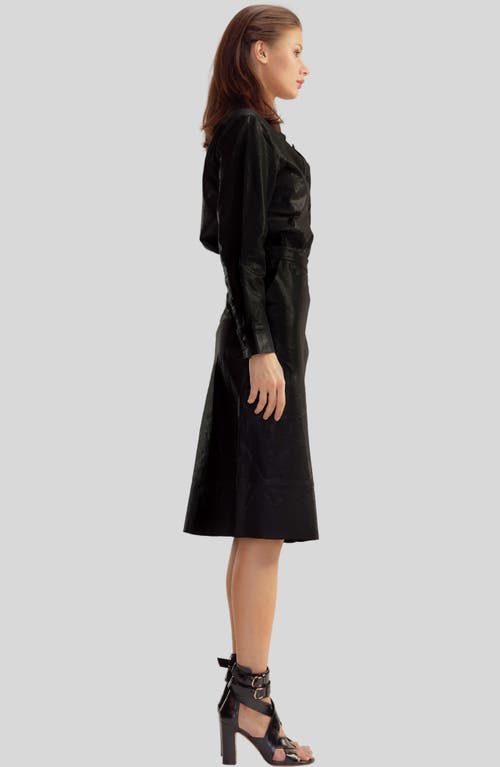 Cynthia Rowley Leather Button Up Shirt In Black