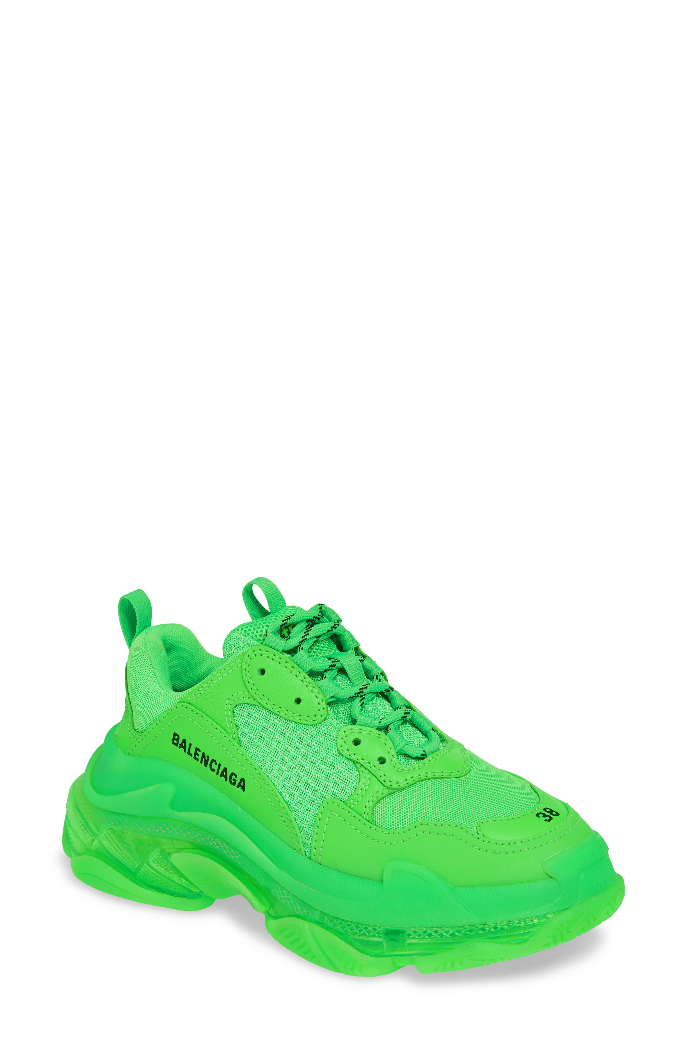 Triple S Low Top Sneaker, Main, color, GREEN FLUO