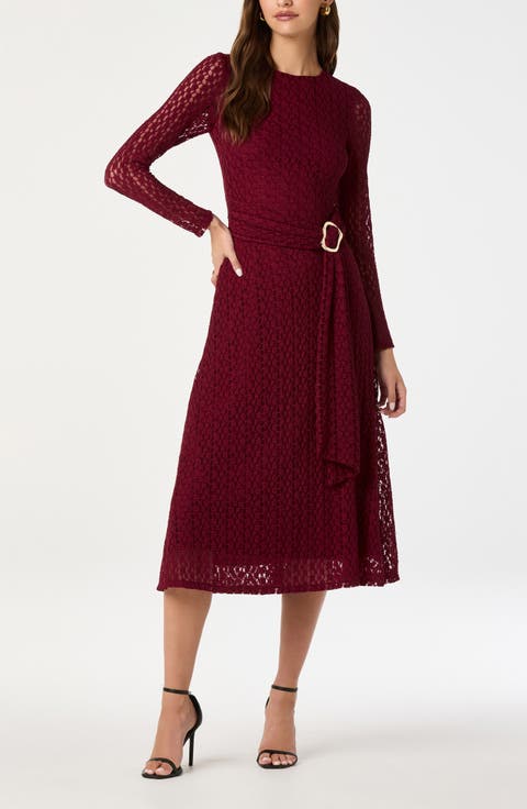 Long Sleeve Lace Midi Dress