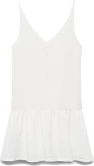 MANGO TEEN Lace Ruffle Hem Cotton Minidress