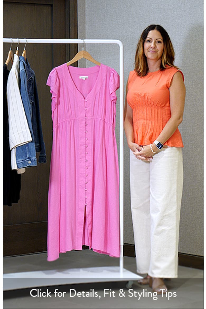 Short Sleeve Button Down Linen Blend Midi Dress video