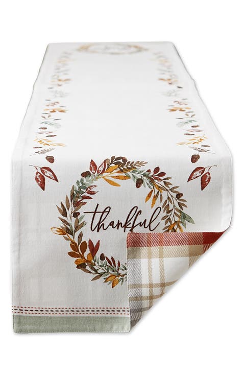 Thankful Autumn Wreath Reversible Tablecloth