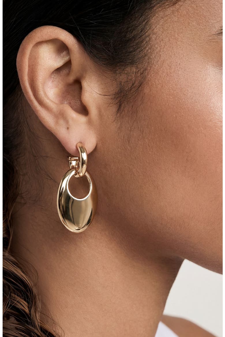 Smooth Oval Drop Hoop Earrings, Alternate, color, GOLD