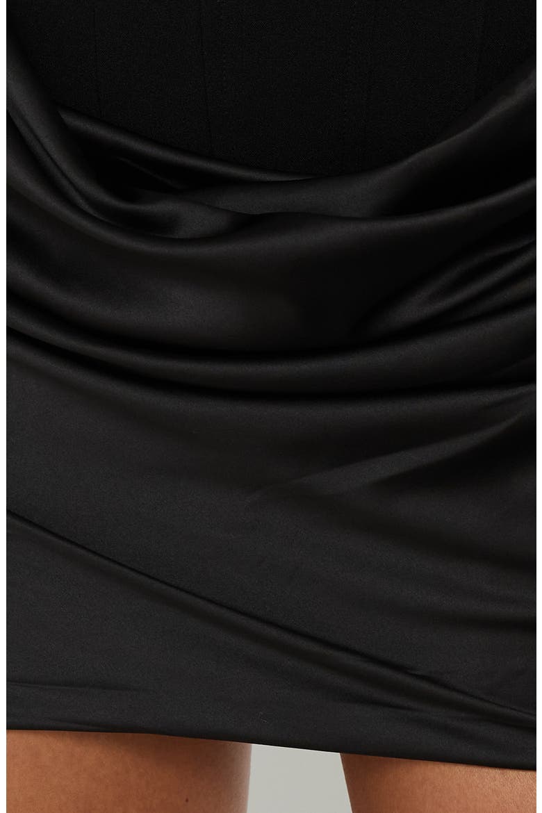 Ryana Corset Drape Minidress, Alternate, color, BLACK