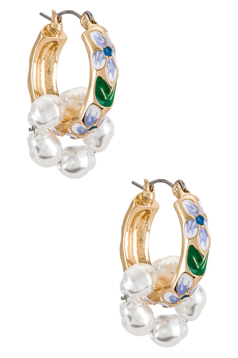 Barque Imitation Pearl Earrings, Main, color, BLUE